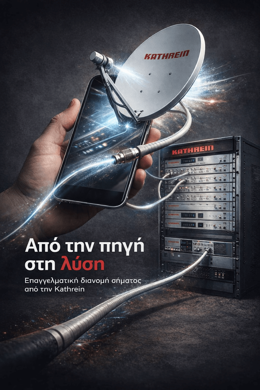 Satellite dish KATHREIN with digital headend – professional solution for television installations across Greece.